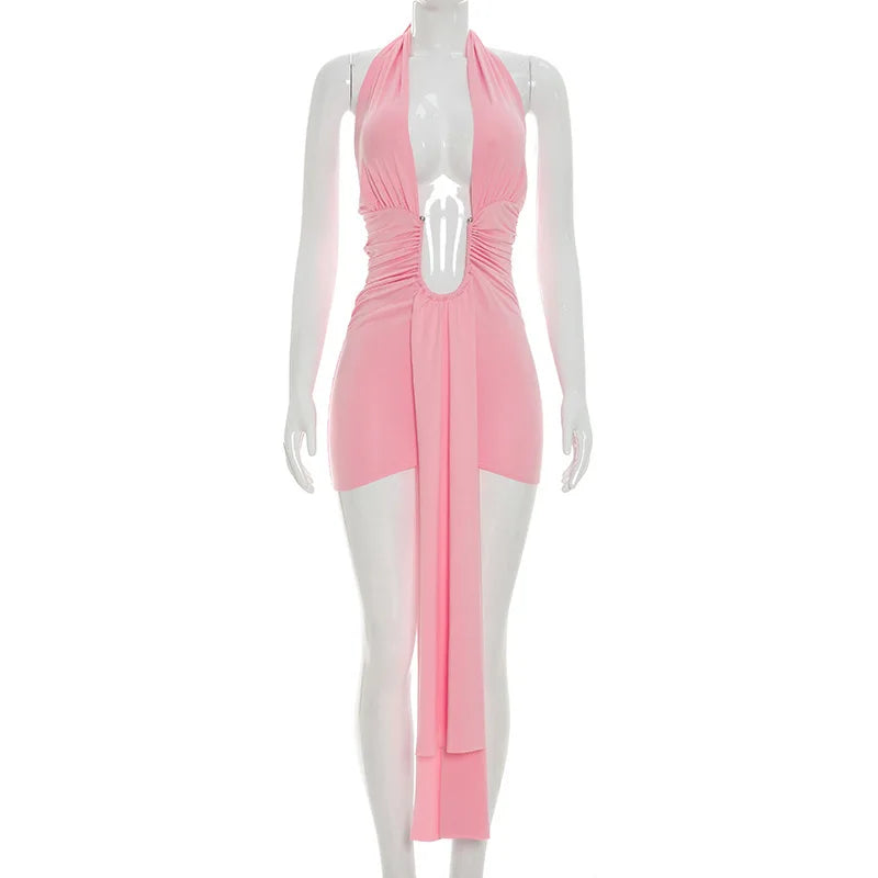 Women's Backless Halter Sleeveless Mini Dress