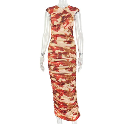 Women's Sleeveless Pleated Bodycon Dress