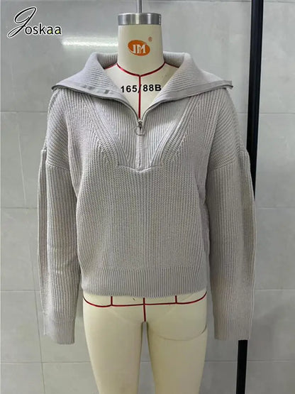 Wholesale Women's Knit Long Sleeve Ribbed Zip Top Olive Green – Detail View
