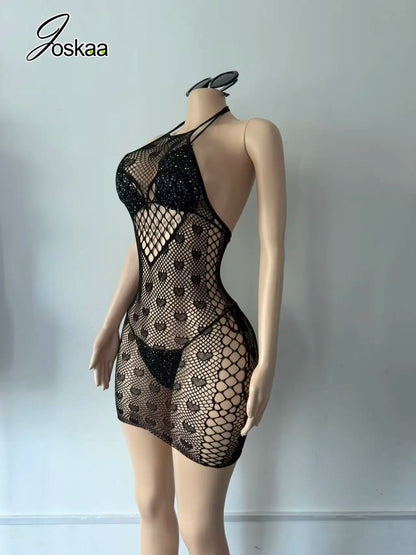 Women's Knit Backless Halter Bodycon Dress 203008817 – Back View