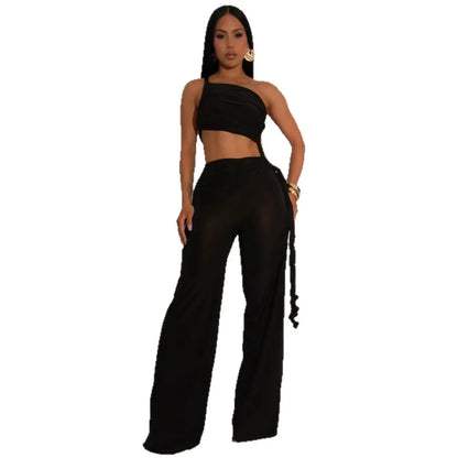 Women's Backless Cutout Halter Wide Leg Romper