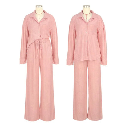 Women's Long Sleeve Flare Wide Leg Two Piece Set