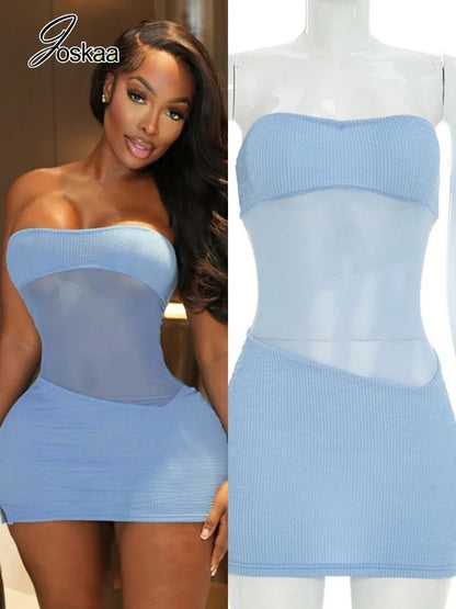 Women's Mesh Backless Strapless Mini Dress – Women's Fashion Wholesale – Front View