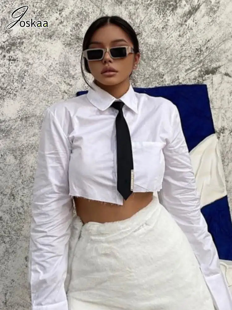 Women's Long Sleeve Unique Irregular Shirts Top – Women's Fashion Wholesale – Front View