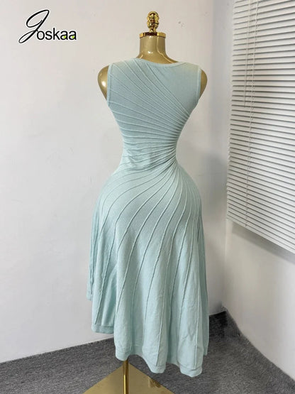 Women's Ribbed Knit Sleeveless Bodycon Dress - Back View
