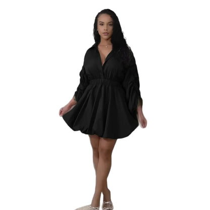 Women's Ruched Long Sleeve Bodycon Mini Dress