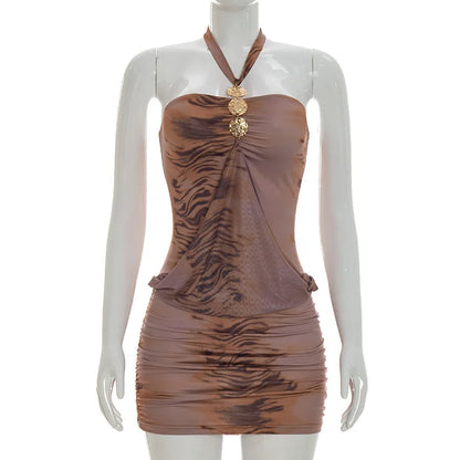 Women's Backless Halter Sleeveless Mini Dress