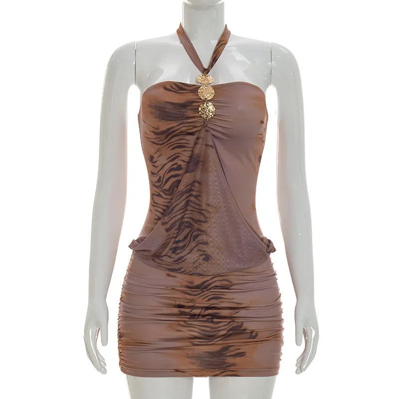 Women's Backless Halter Sleeveless Mini Dress