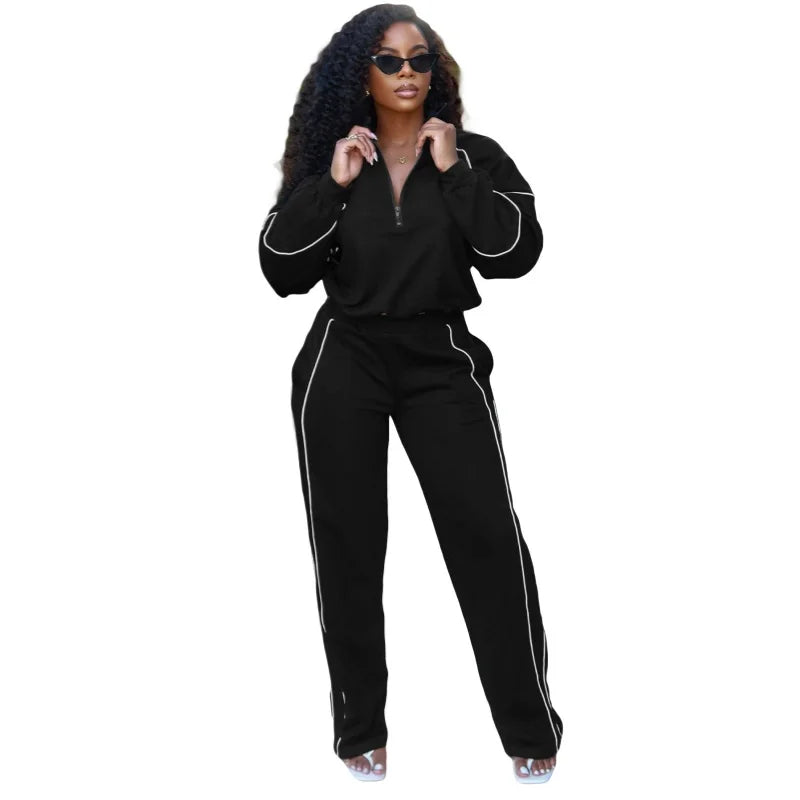 Women's Stripe Sporty Tracksuits Striped Two Piece Set