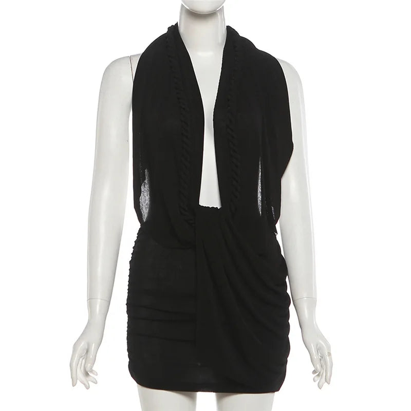 Joskaa Ruched Backless Halter Bodycon Mini Dress - mini dress image 4