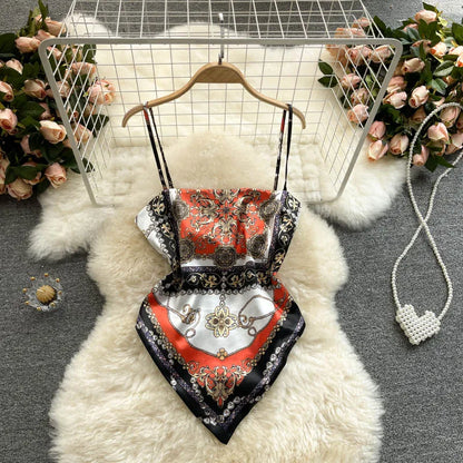 Wholesale Women's Backless Irregular Print Dress