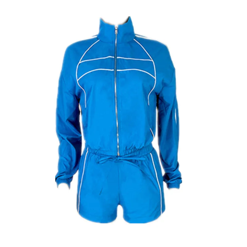 Women's Striped Zip Up Long Sleeve Two Piece Set - Additional View 7