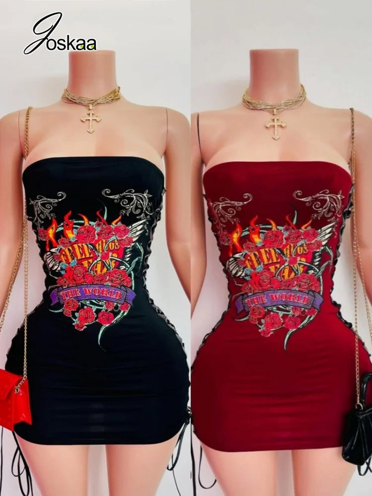 Women's Cutout Strapless Aesthetic Side Mini Dress – Women's Fashion Wholesale – Front View
