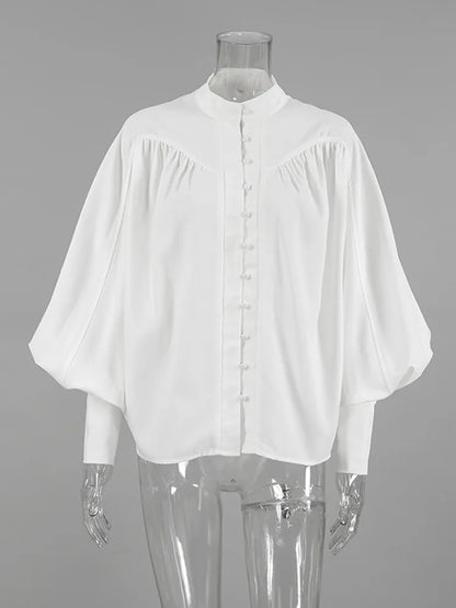Women's Long Sleeve French Design Chic Top White – Back View