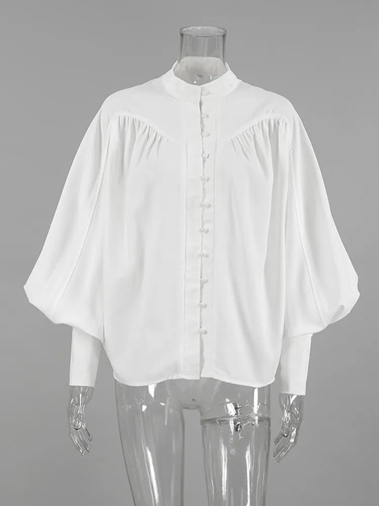 Women's Long Sleeve French Design Chic Top White – Back View