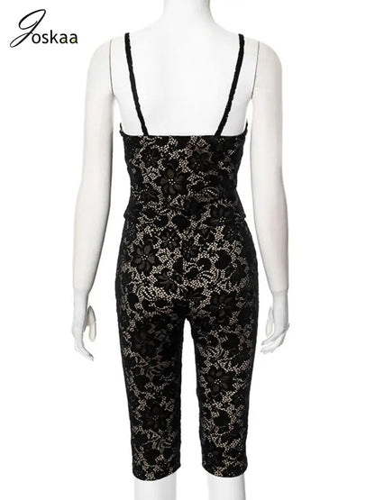 Wholesale Women's Lace Crop Bodycon Two Piece Set Black – Detail View