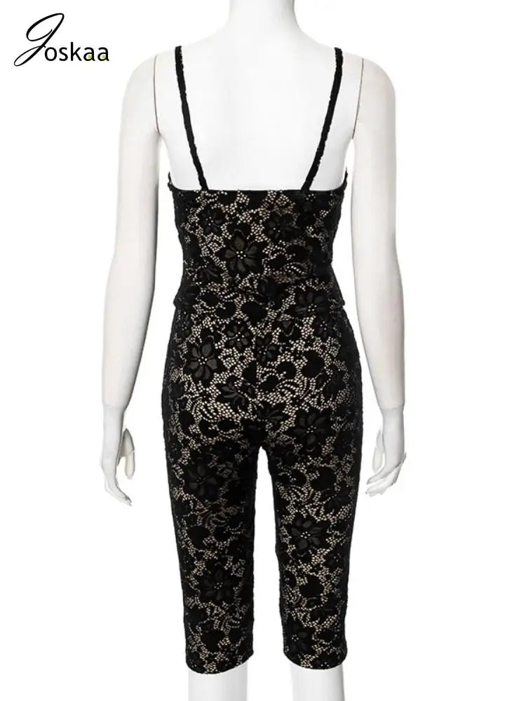 Wholesale Women's Lace Crop Bodycon Two Piece Set Black – Detail View