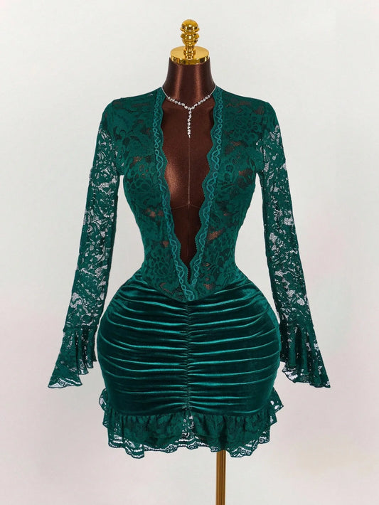 Joskaa Lace Velvet Bodycon Mini Dress - mini dress image 2