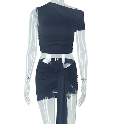Women's Crop Mini Chic and Elegant Two Piece Set