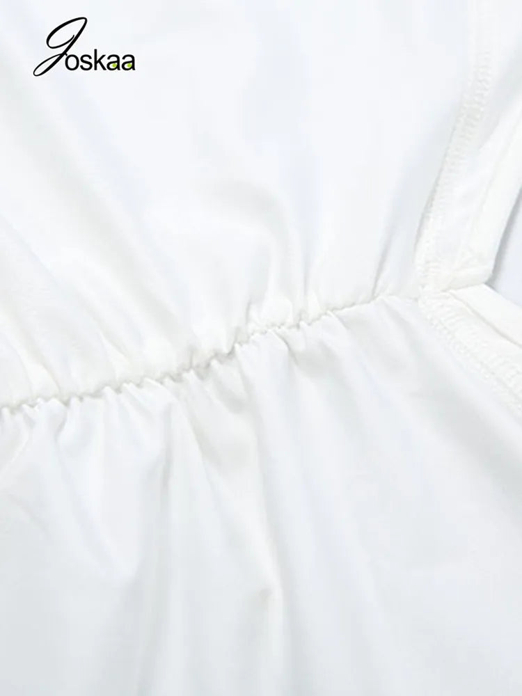 Women's Lace Ruched Backless Halter Romper White – Back View