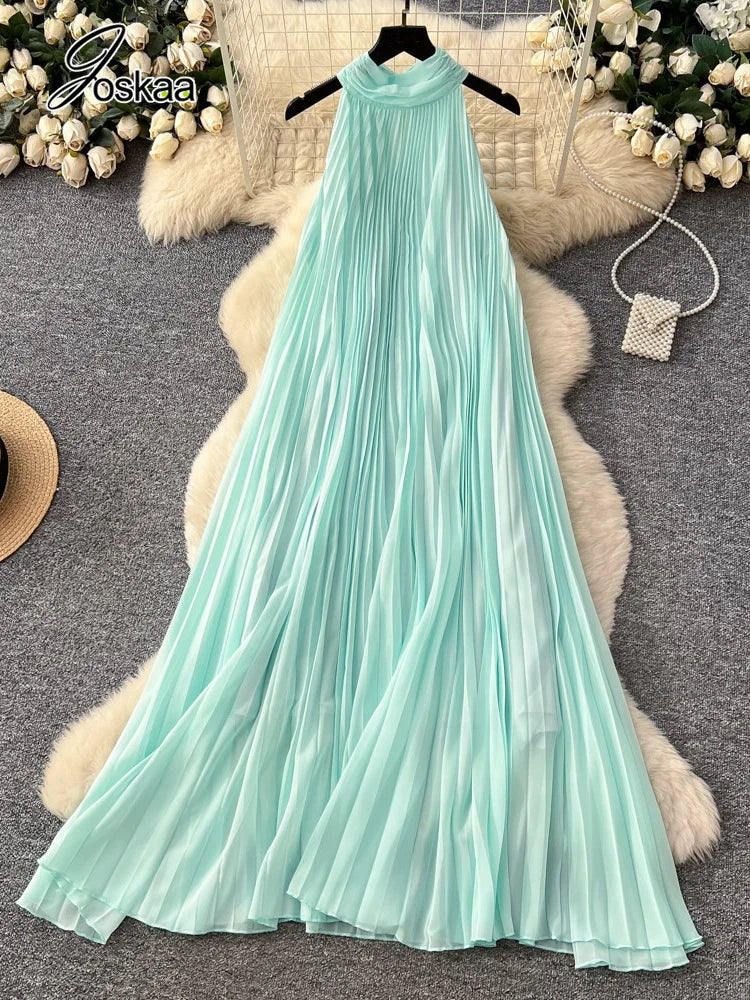 Women's Sleeveless High Waist Maxi Dress Yellow – Side View