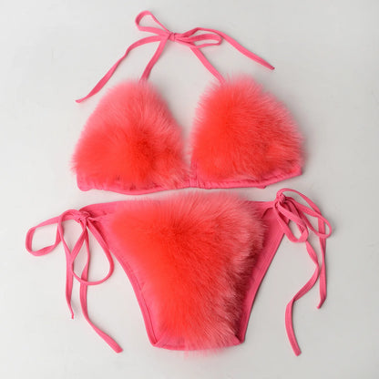Wholesale Women's Swimwear Faux Fur Bikini Set