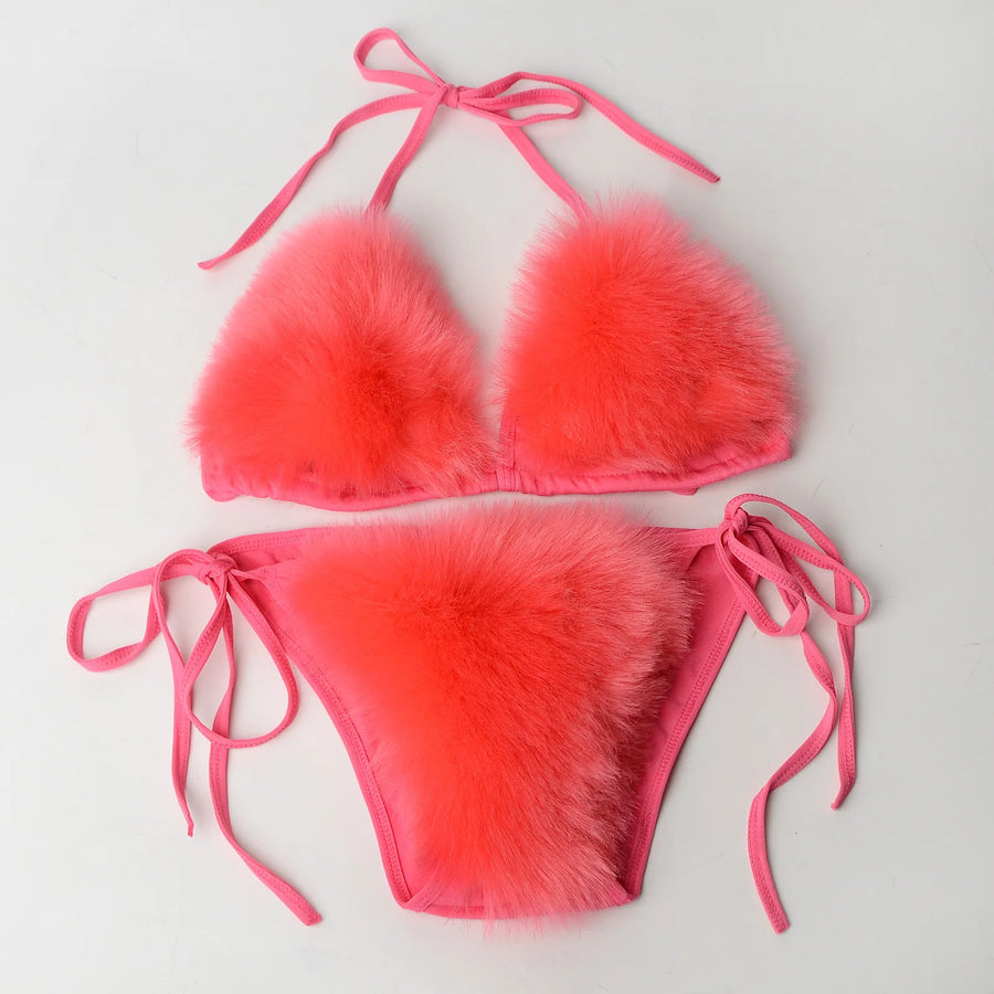 Wholesale Women's Swimwear Faux Fur Bikini Set