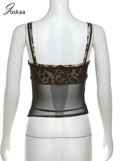 Women's Leopard Print Mesh Two Piece Bikini Set Black – Back View