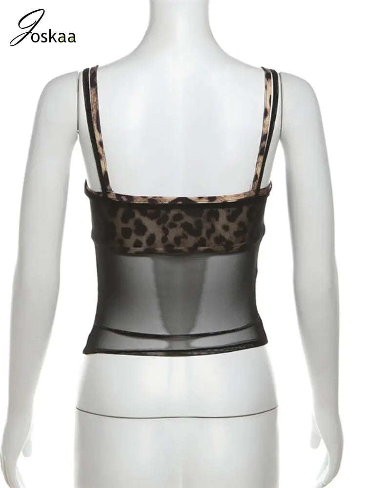 Women's Leopard Print Mesh Two Piece Bikini Set Black – Back View