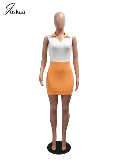 Wholesale Women's Sleeveless Bodycon Mini Dress Orange – Detail View