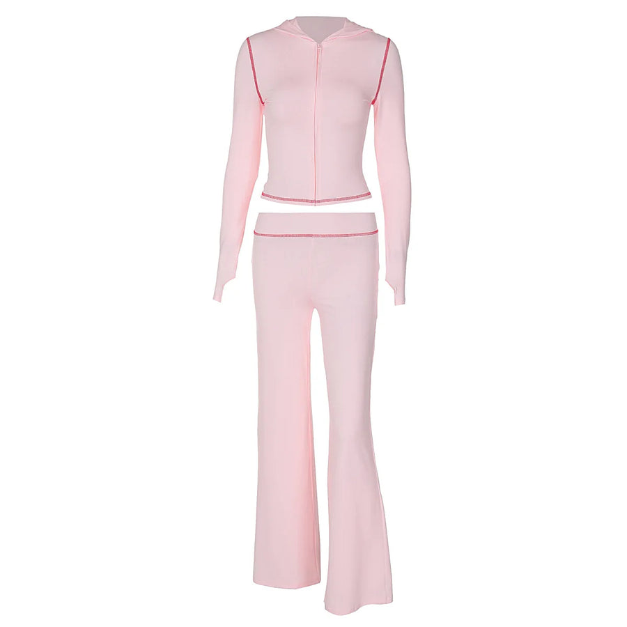 Women's Long Sleeve High Waist Two Piece Set