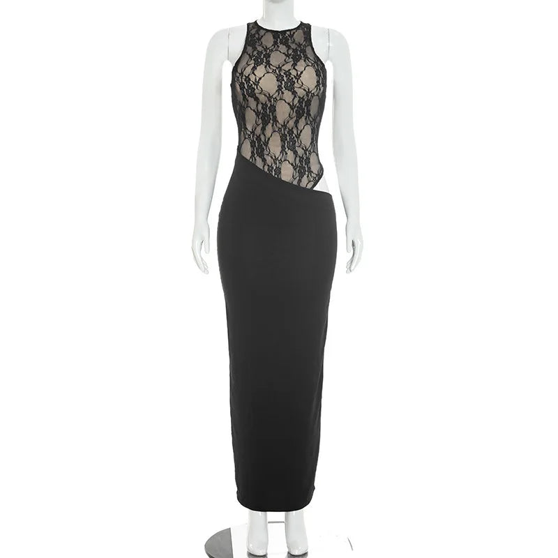 Women's Lace Sleeveless Bodycon Maxi Dress - Additional View 9