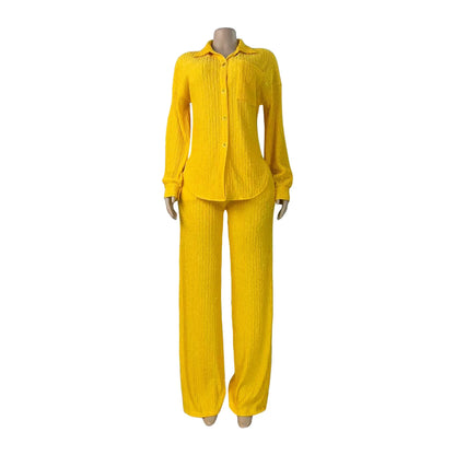 Women's Long Sleeve Wide Leg Two Piece Set - Additional View 7