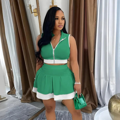 Wholesale Women's Zip Pleated Two Piece Set