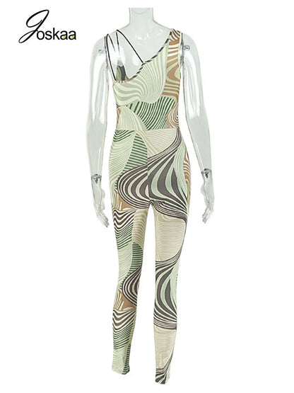 Women's Stripe Backless Sleeveless Romper Green – Detail View