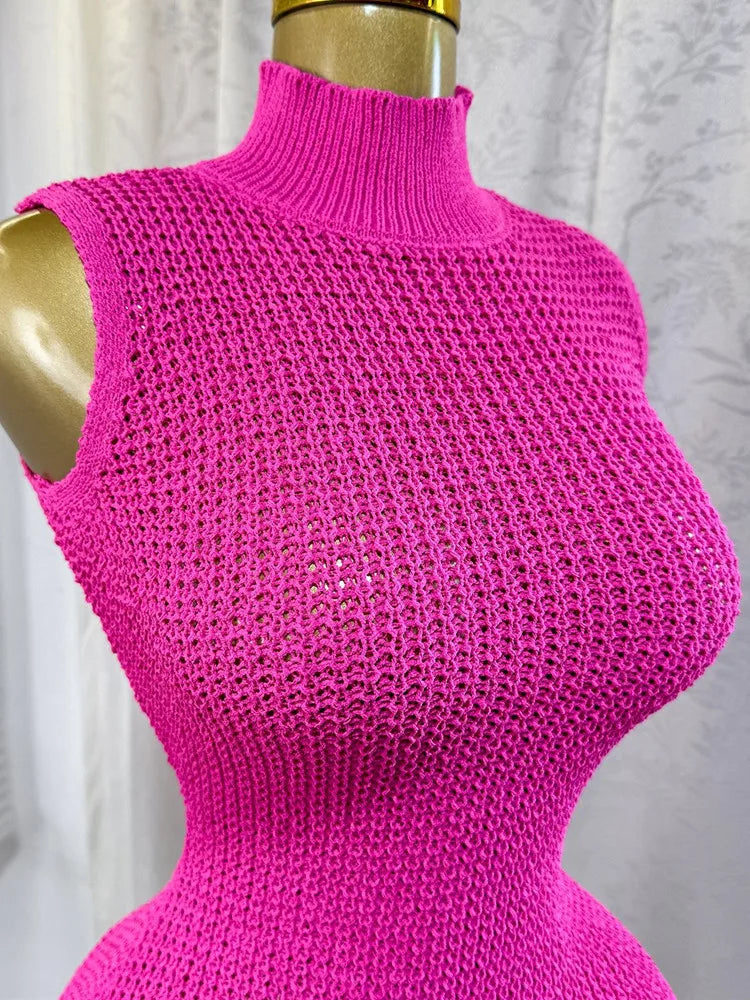Women's Knit Sleeveless Bodycon Mini Dress Black – Back View