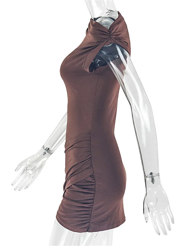 Joskaa Ruched Bodycon Mini Dress Elegant Irregular Hem - mini dress image 3