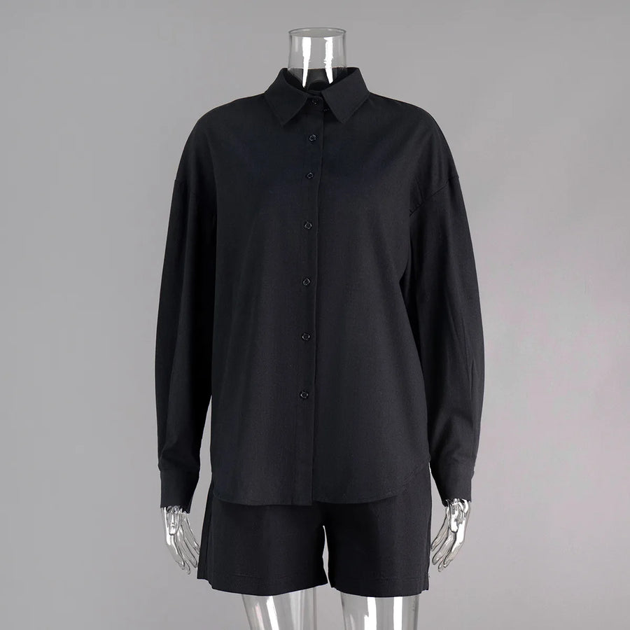 Women's Long Sleeve Comfort Lapel Full Two Piece Set