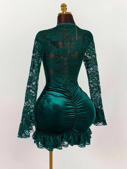 Joskaa Lace Velvet Bodycon Mini Dress - mini dress image 5
