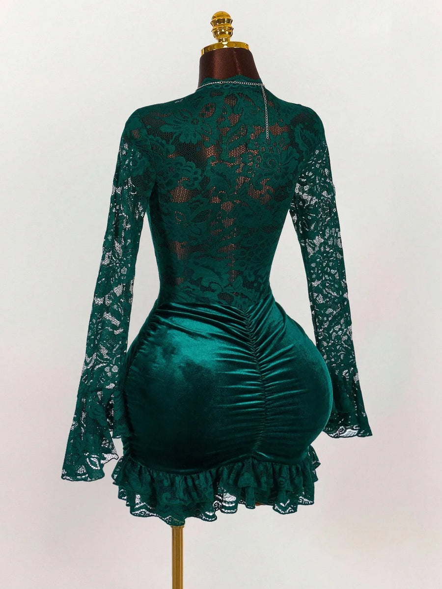 Joskaa Lace Velvet Bodycon Mini Dress - mini dress image 5
