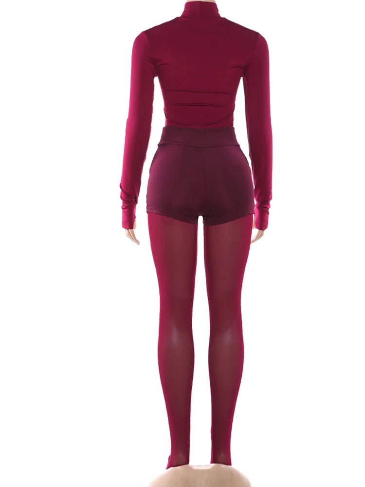 Joskaa Mesh Long Sleeve Two Piece Set - two piece set image 4