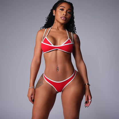 Women's Swimwear Patchwork Piece Bikini Set