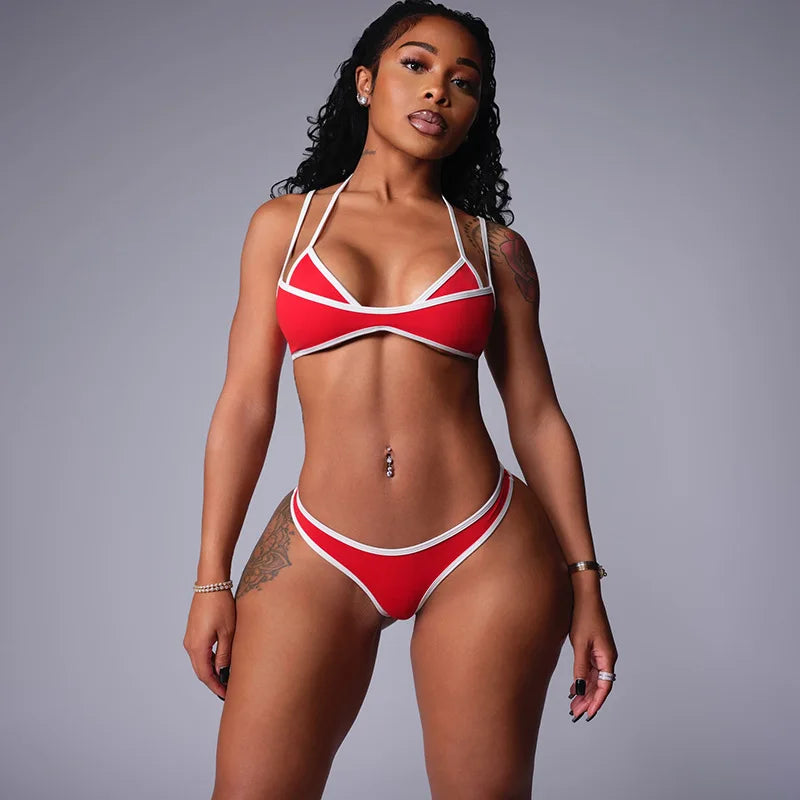 Women's Swimwear Patchwork Piece Bikini Set