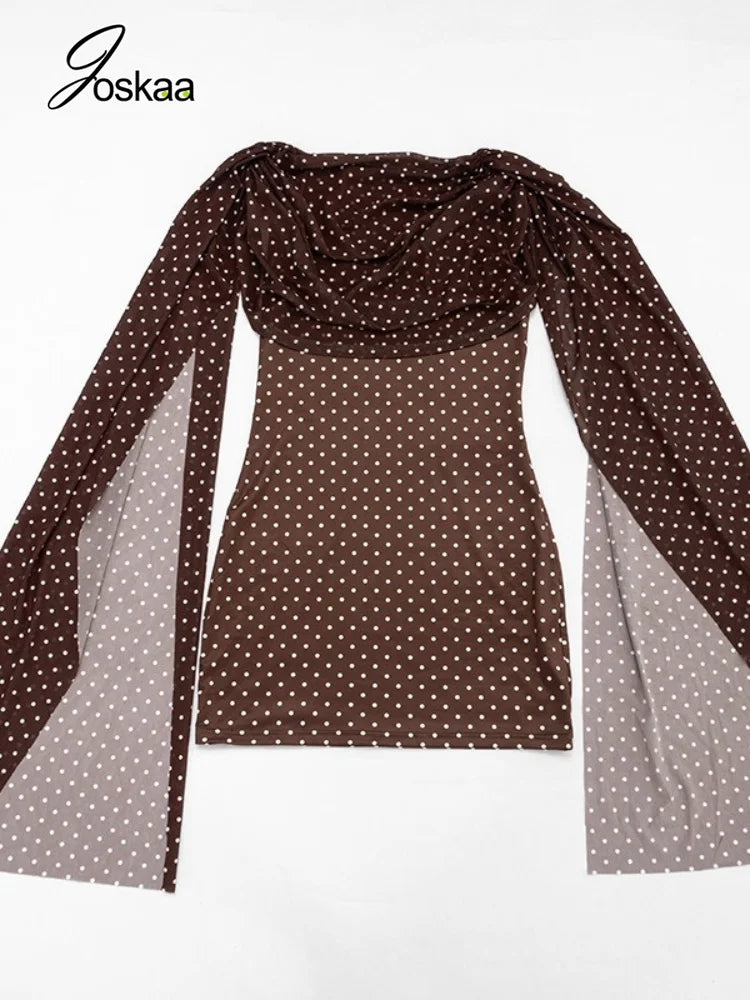 Women's Polka Dot Mesh Bodycon Mini Dress - Model Wearing Style