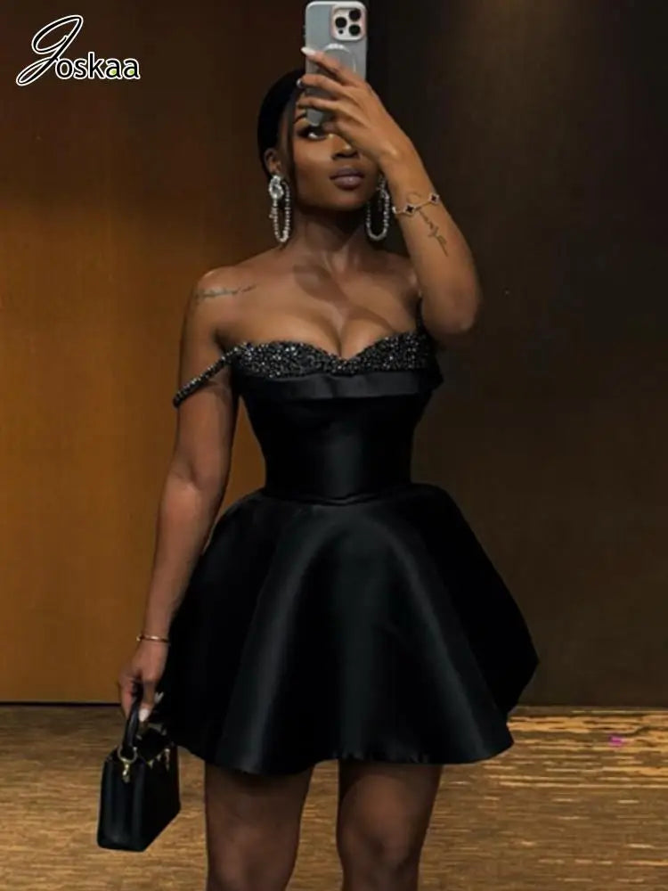 Women's Sequin Bodycon Elegant Splicing Prom Mini Dress Black – Back View
