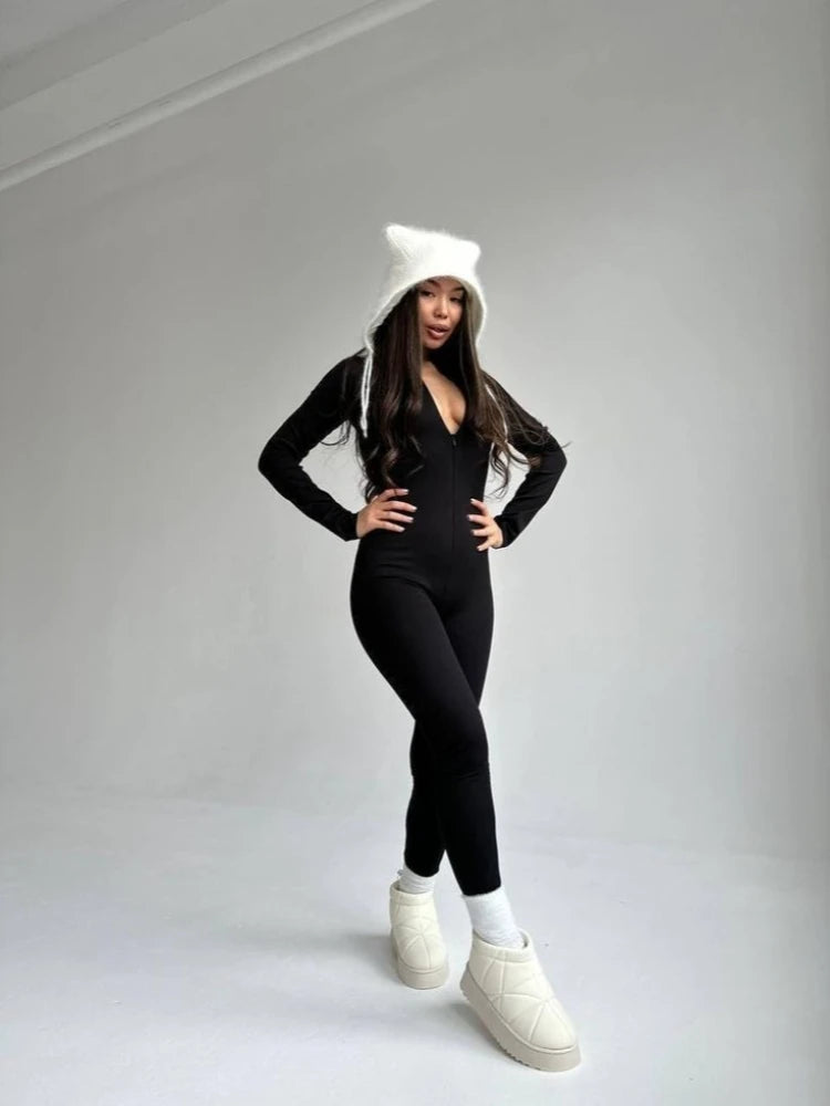 Women's Zip Fleece Lined Winter Leggings – Back View