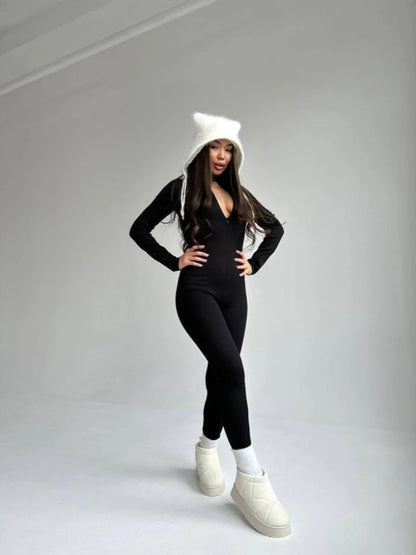 Women's Zip Fleece Lined Winter Leggings – Back View