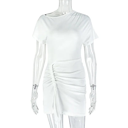 Women's Ruched Short Sleeve Bodycon Mini Dress