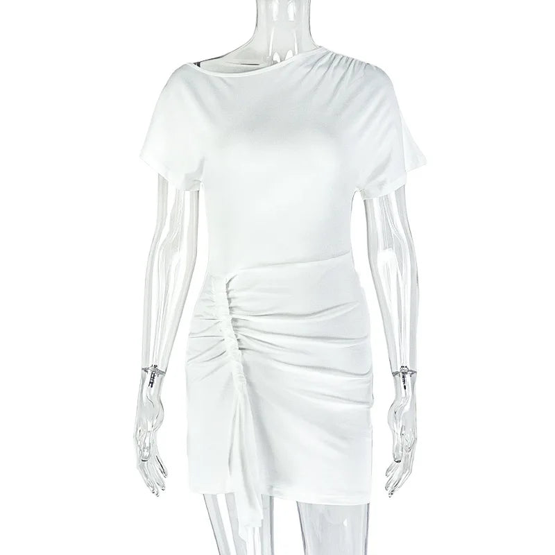 Women's Ruched Short Sleeve Bodycon Mini Dress