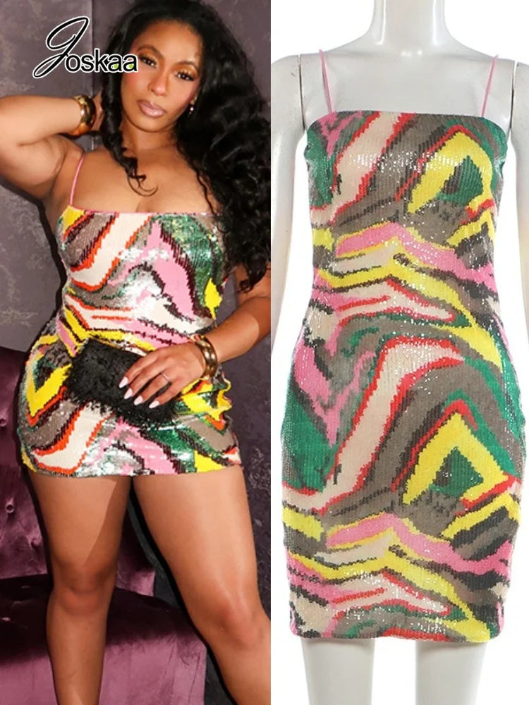 Women's Sequin Sleeveless Bodycon Mini Dress - Women's Fashion Wholesale - Front View